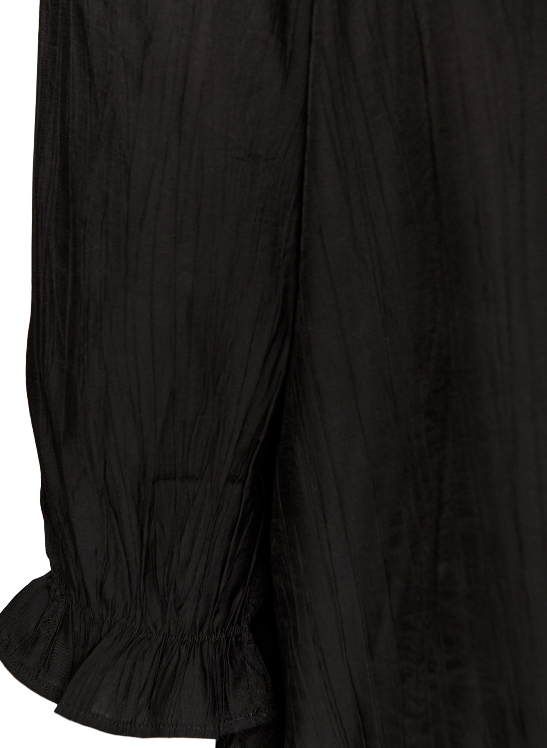 Zizzi Viscose blouse met een vierkante hals en 3/4-mouwen, Zwart, Packshot image number 3