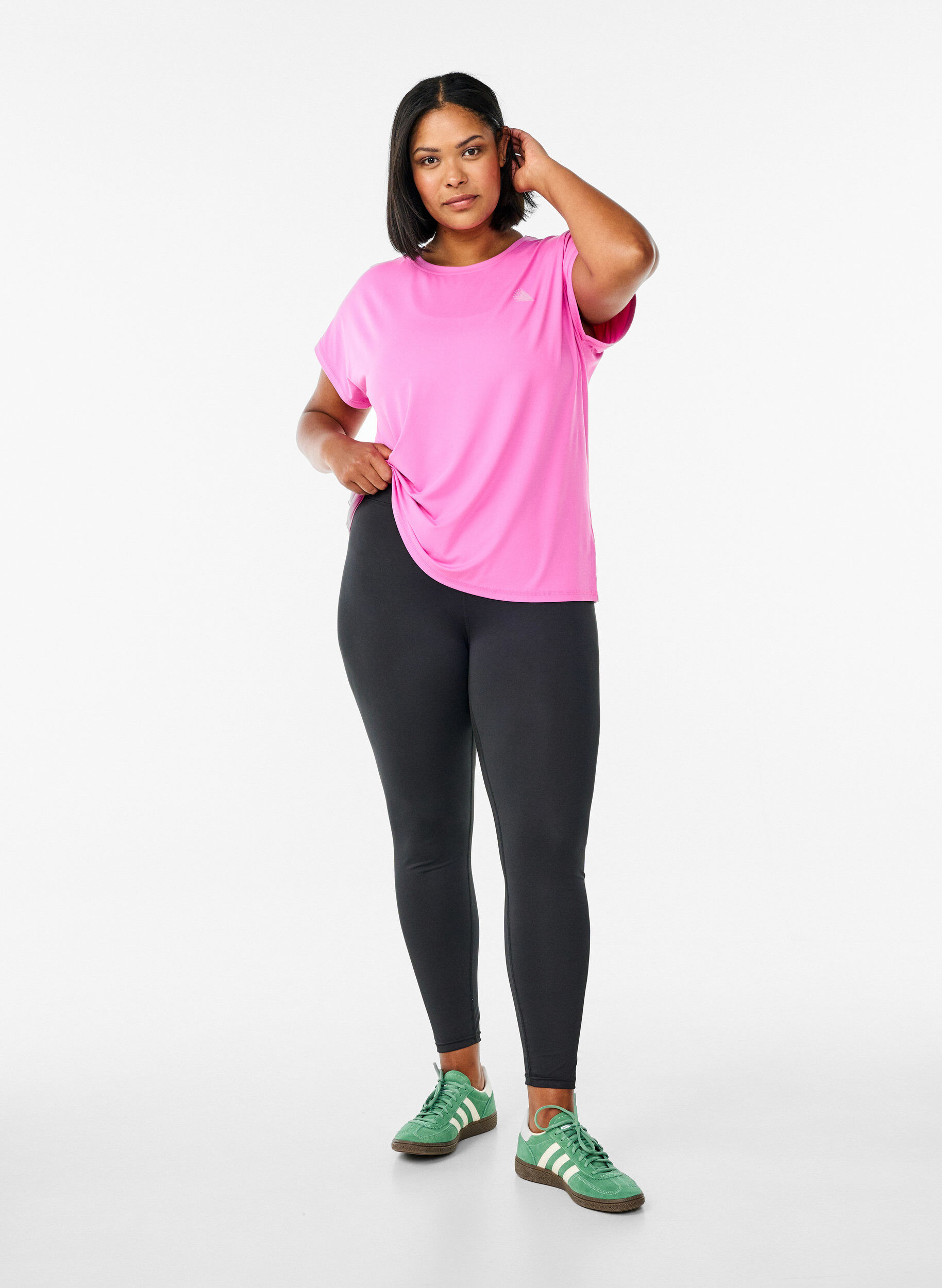 Zizzi Effen gekleurd T-shirt voor sporten, Roze, Model image number 1
