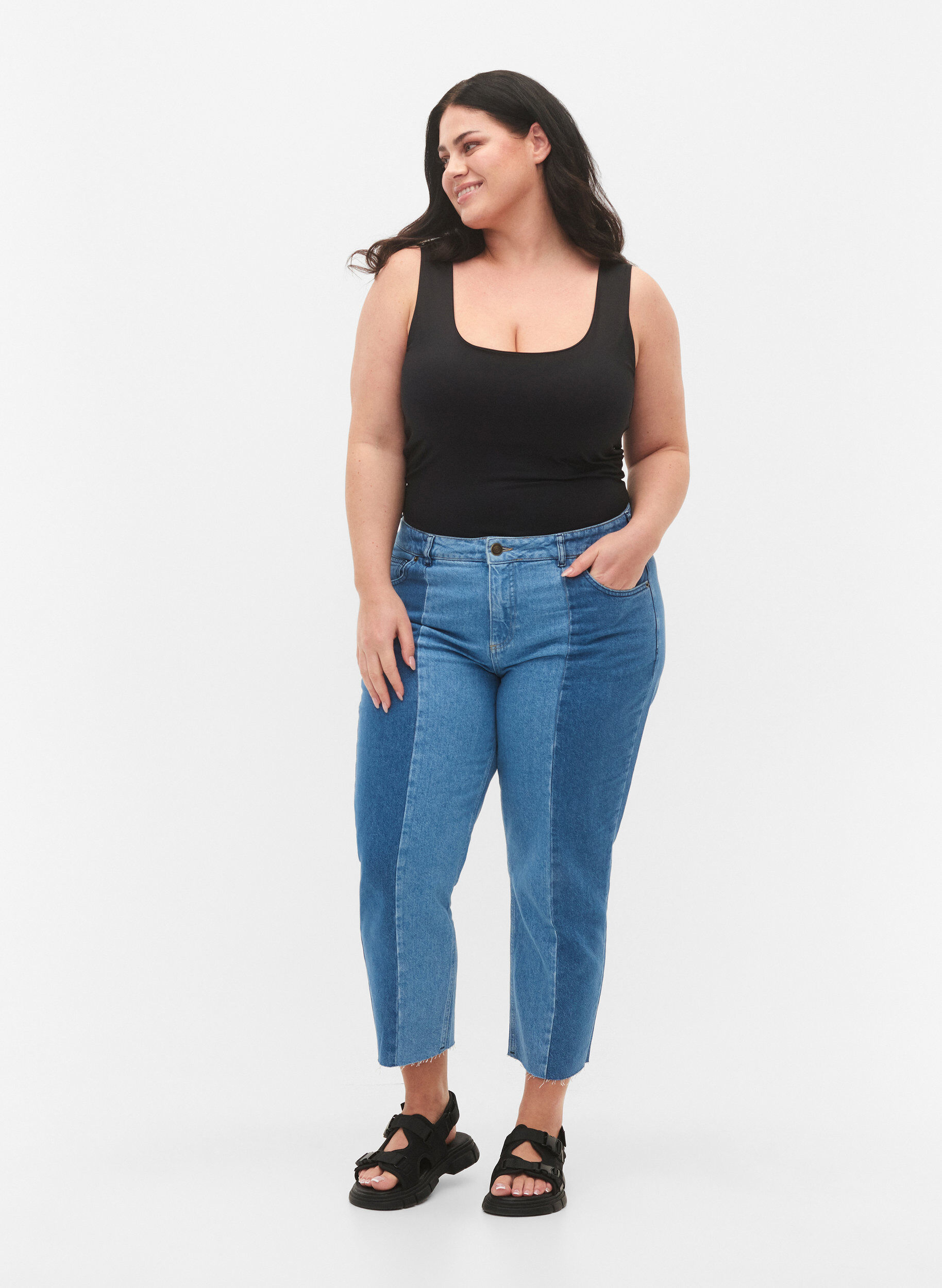 Zizzi Rekbare omkeerbare top, Black, Model image number 3