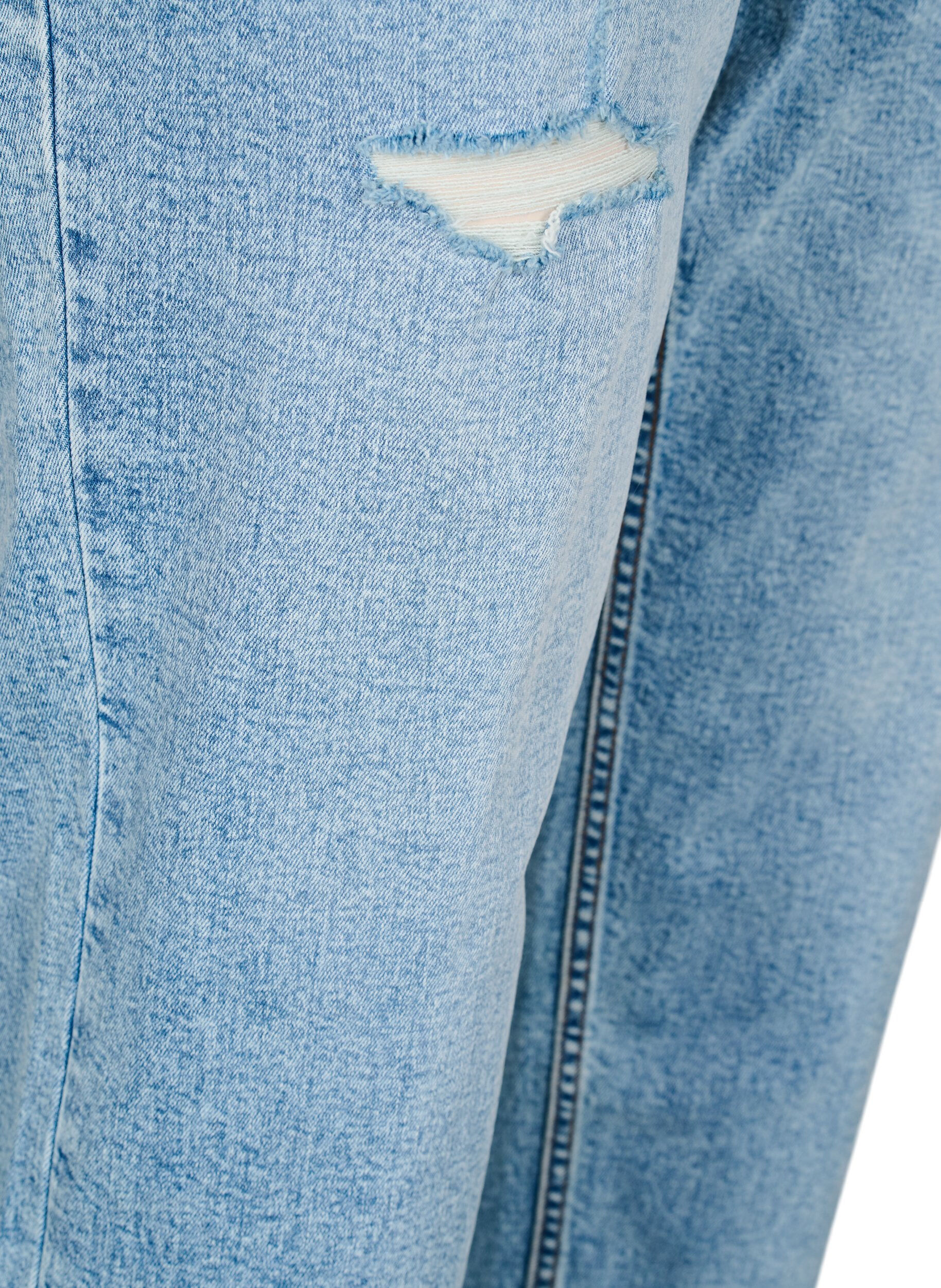 Zizzi Gecropte Vera jeans met distressed details, Blauw, Packshot image number 3
