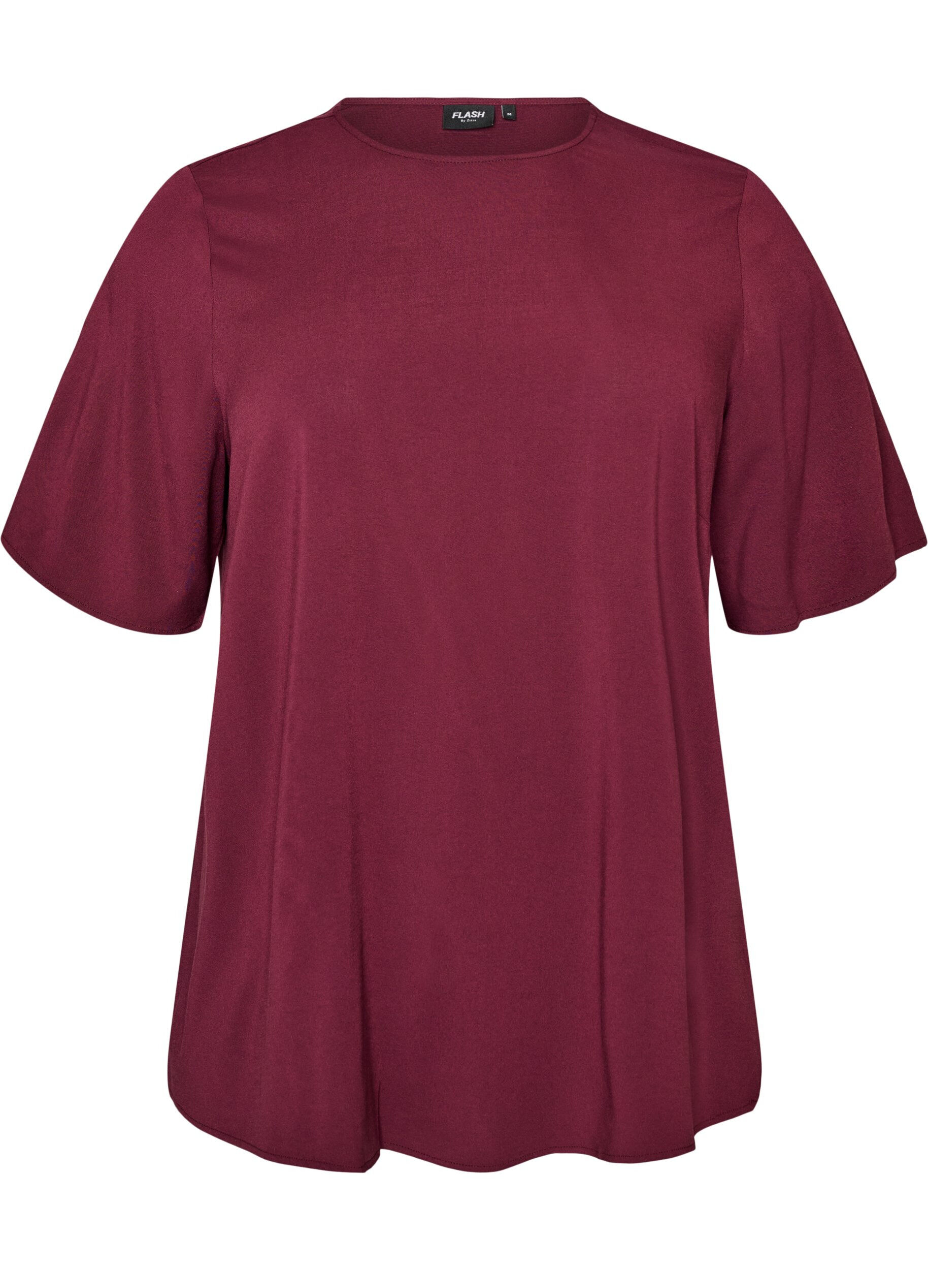 FLASH - Geweven blouse met korte mouwen en ronde hals