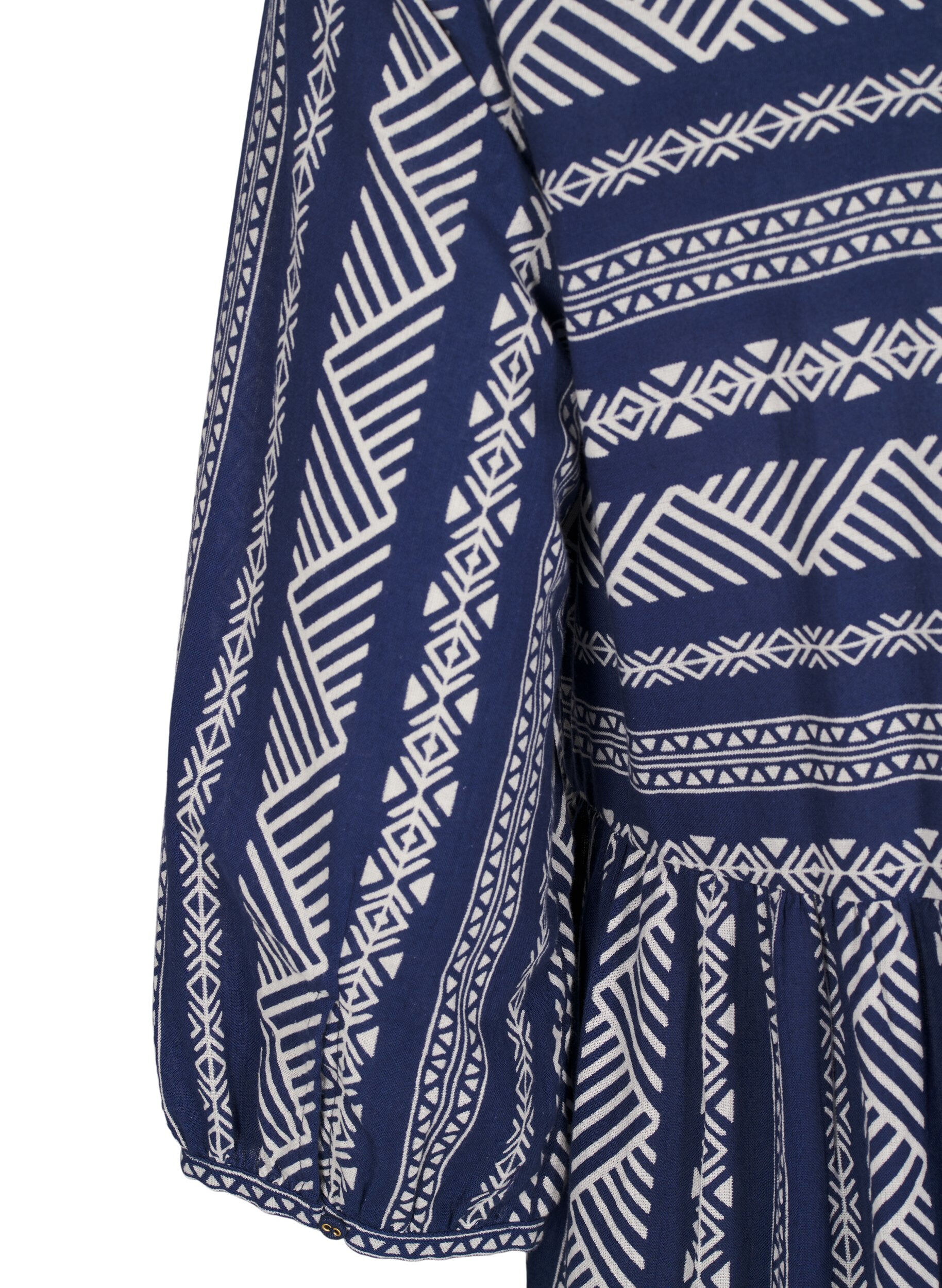 Zizzi Jurk met grafische print en 3/4 mouwen, Blauw, Packshot image number 3