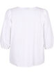 Katoenen blouse met 3/4 mouwen in een katoenmix met linnen, Bright White, Packshot image number 1