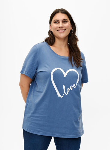 Katoenen T-shirt met ronde hals en print, Moonlight W.Heart L., Model image number 0