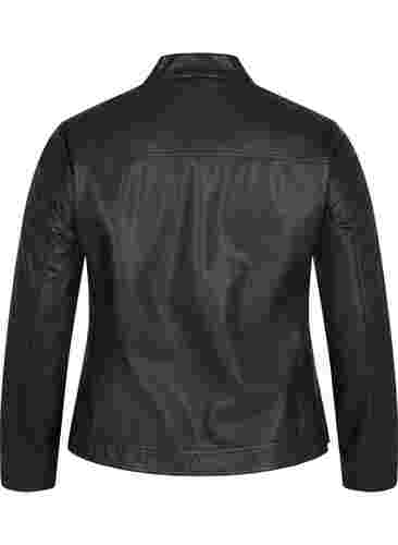 Kunstleren jas met zakken, Black, Packshot image number 1