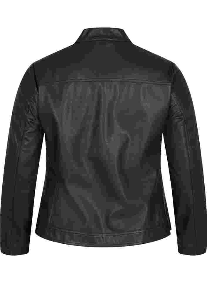 Kunstleren jas met zakken, Black, Packshot image number 1