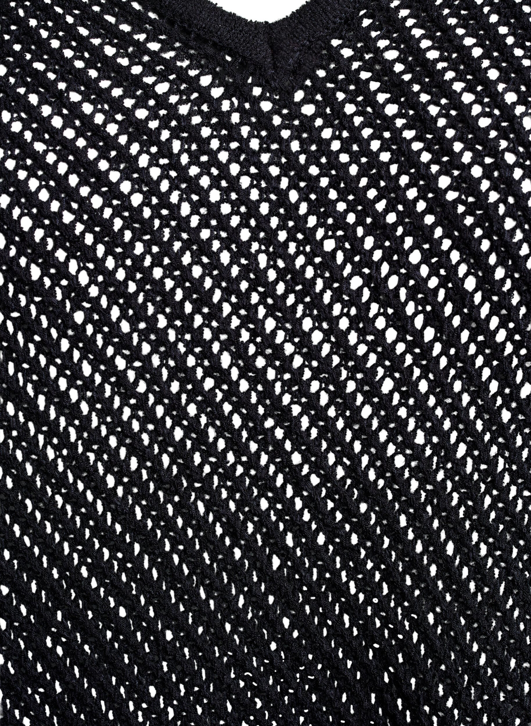 Zizzi FLASH - Mouwloze gebreide top met V-hals, Zwart, Packshot image number 2