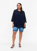 Blouse met asymmetrische onderkant en 3/4 mouwen, Navy Blazer, Model image number 2