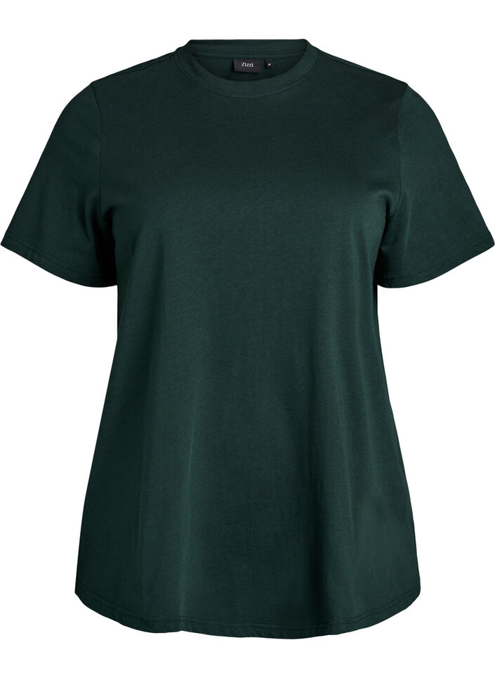 Basic katoenen T-shirt met ronde hals, Groen, Packshot image number 0