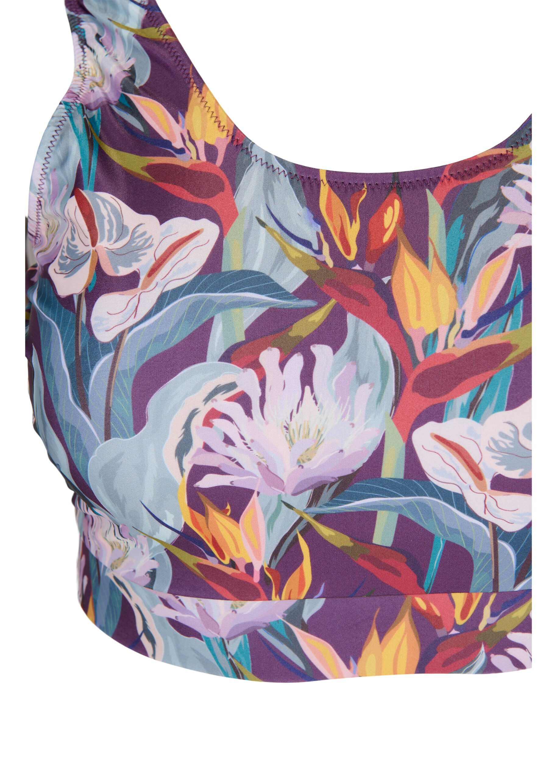 Zizzi Bikinitop met print en ronde hals, Deep Tropical Print, Packshot image number 2
