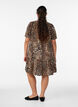 Viscose jurk met snijlijn, Bruin, Model image number 2