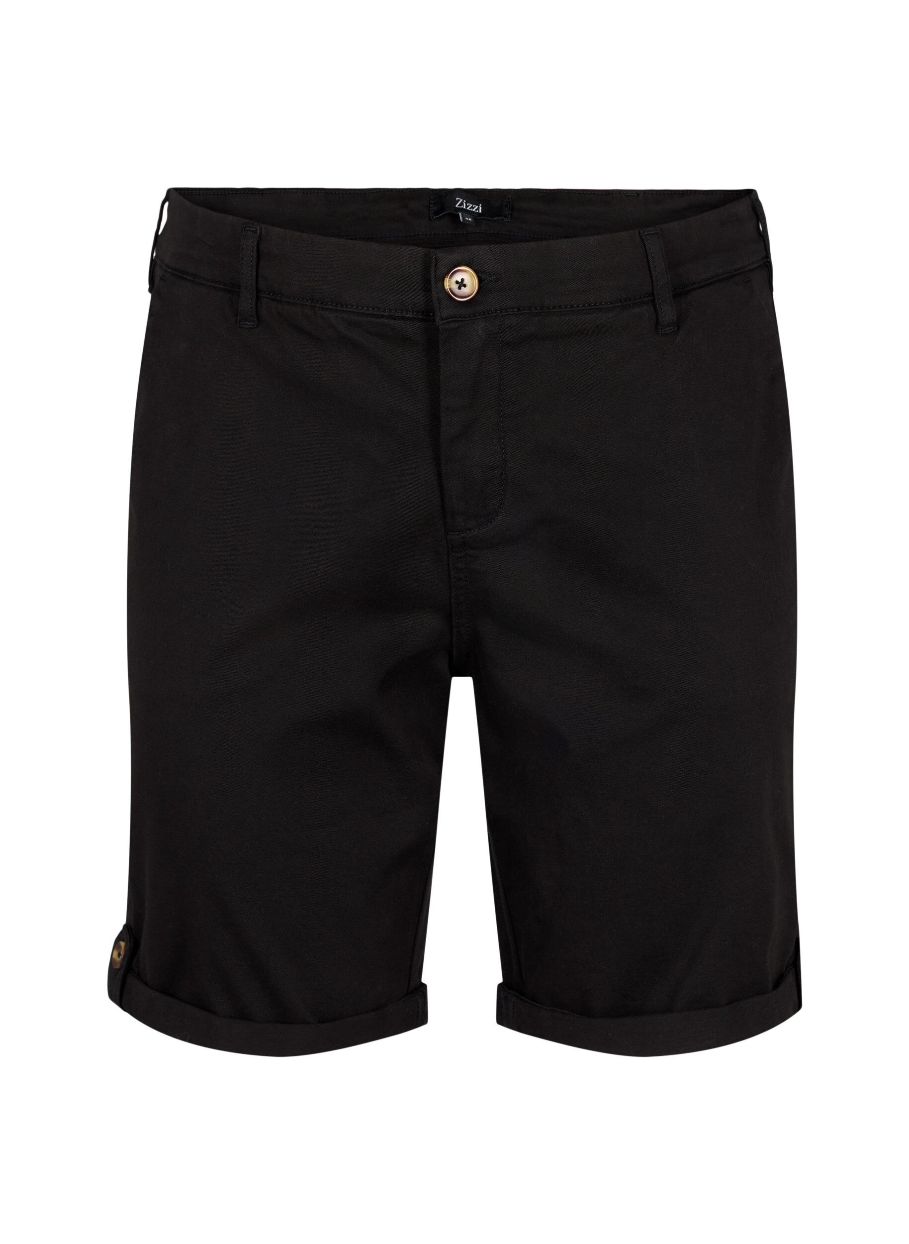 Zizzi Korte chino broek met zakken, Black, Packshot image number 0