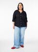 Katoenen blouse met een V-hals, Zwart, Model image number 1