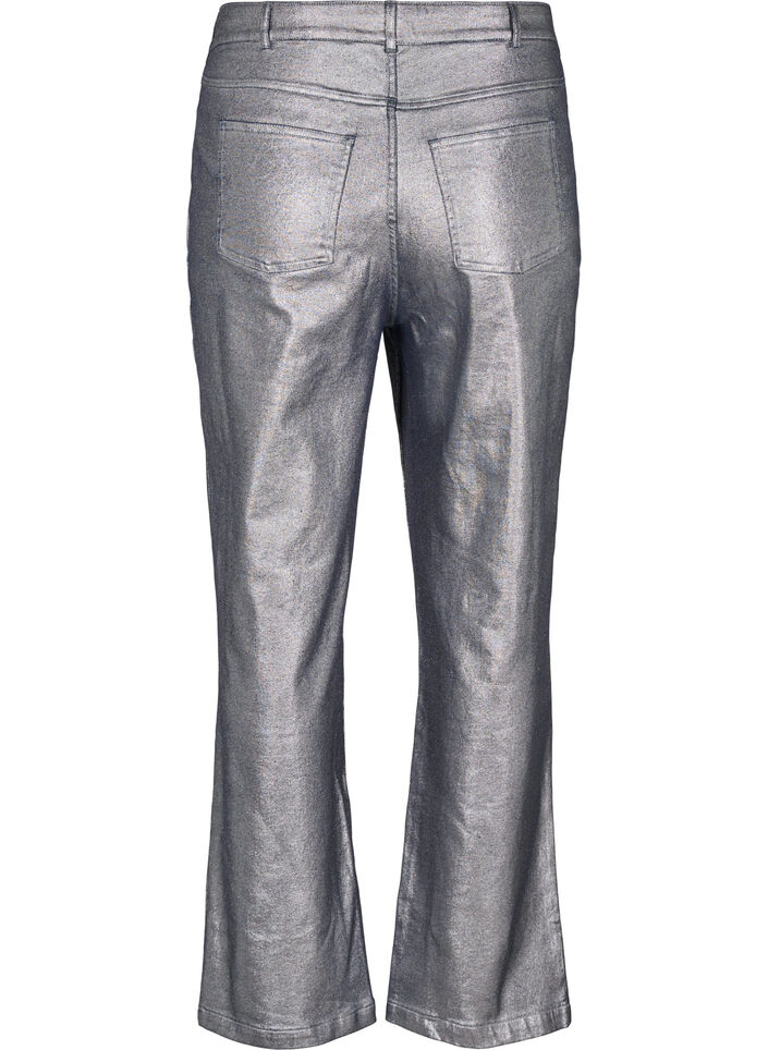 Zilverkleurige jeans met hoge taille, Gun Silver , Packshot image number 1