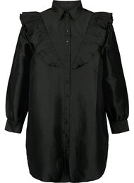 Effen overhemd met lintdetail, Black