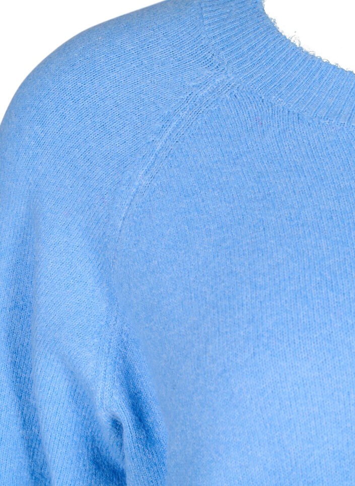 Lange gebreide blouse met knoopdetail aan de zijkant, Della R. Blue Mel., Packshot image number 3