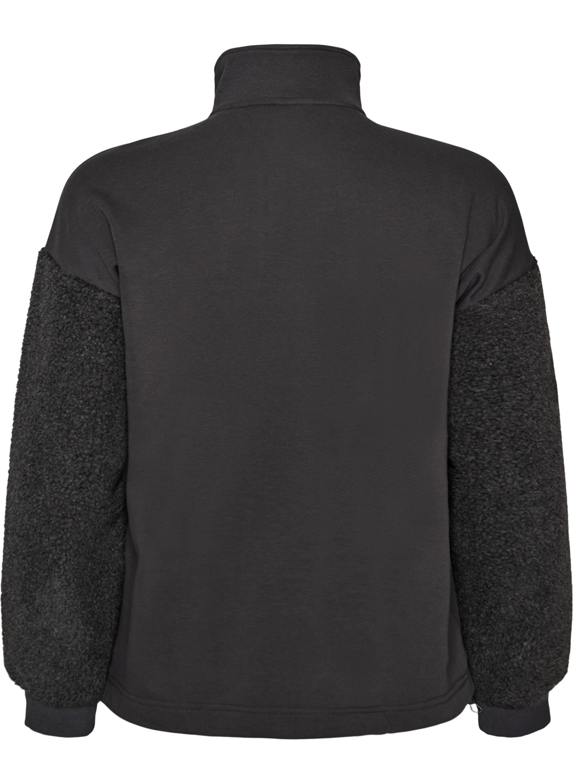 ZizziSweatshirt met teddymouwen en een hoge hals, Grijs, Packshot image number 1