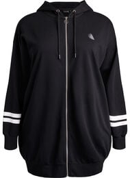 Lange sweatvest met printdetails, Zwart