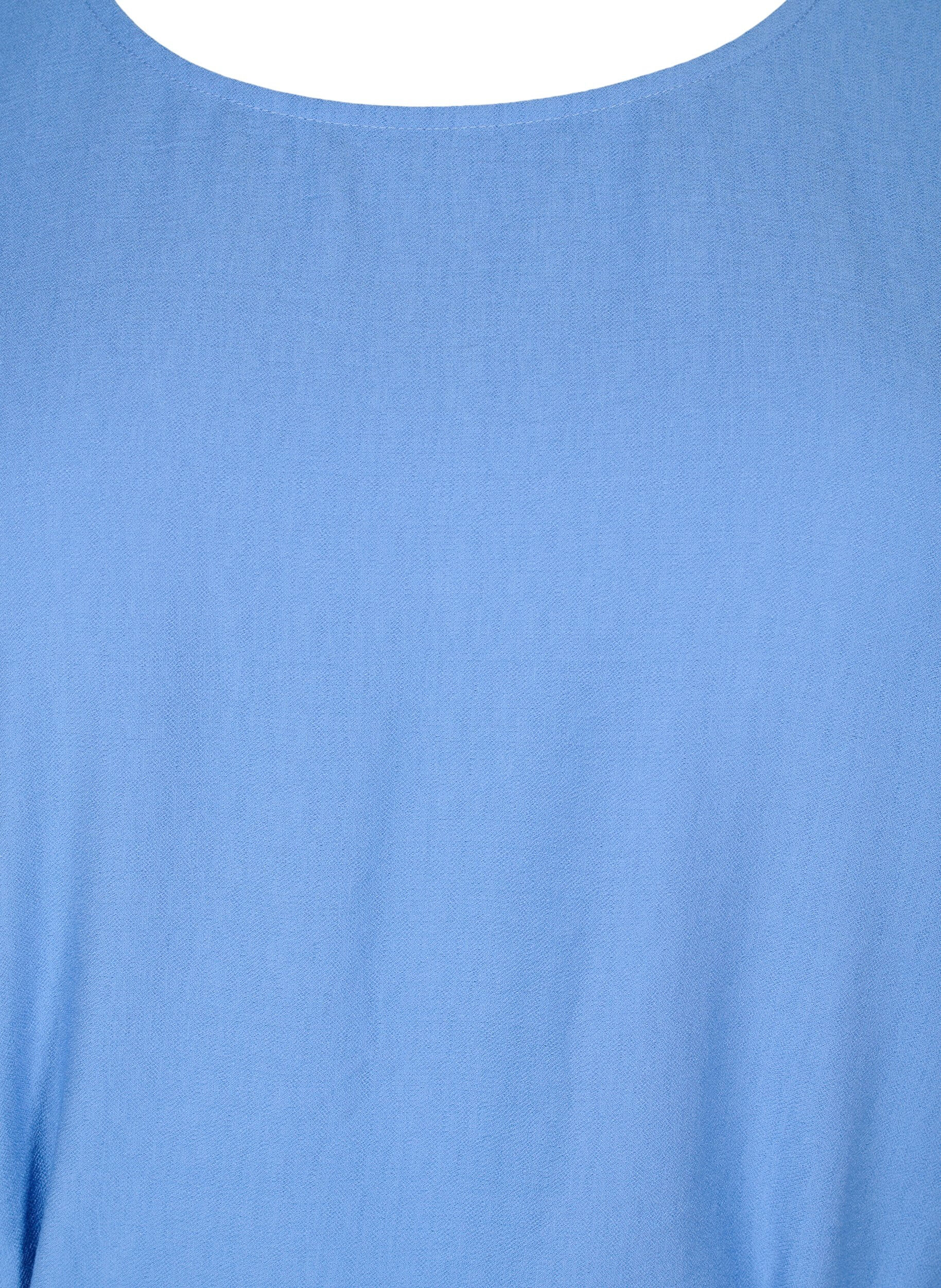 Zizzi Korte jurk met losse pasvorm en strikceintuur, Blauw, Packshot image number 2