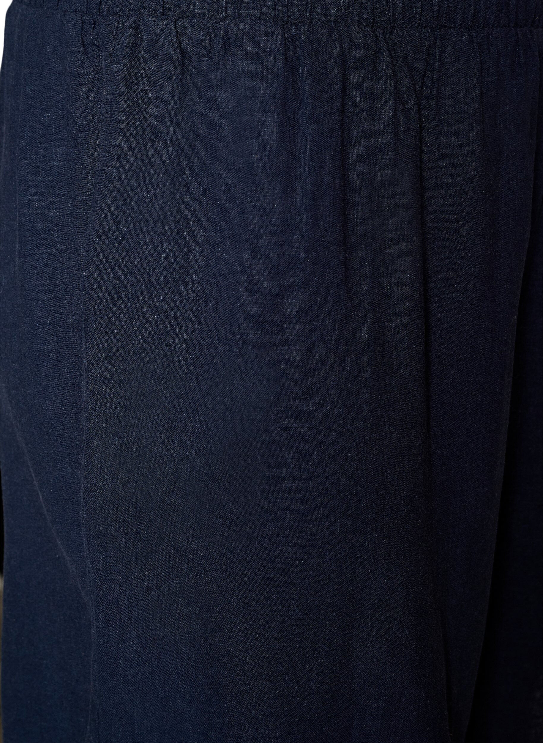 Zizzi Shorts met hoge taille in linnen en viscose, Blauw, Packshot image number 3