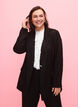 Dubbelgestikte jacquardblazer van viscose, Black, Model image number 0