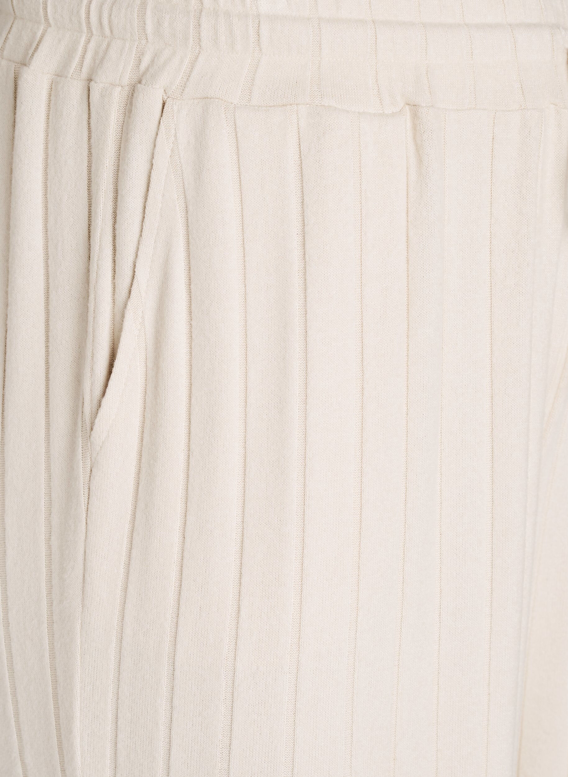 Zizzi Geribde jersey lounge broek met hoge taille, Beige, Packshot image number 2
