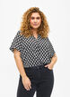Blouse met korte mouwen en v-halslijn, Black Graphic AOP, Model image number 0