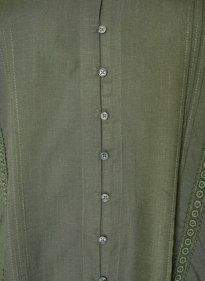 Viscose blouse met crochet detail en knopen, Groen, Packshot image number 2