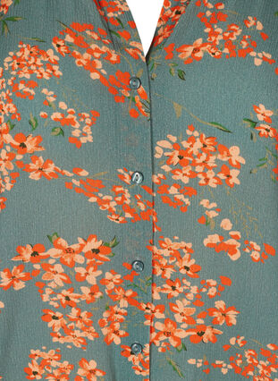 Viscose top met korte mouwen en print, Balsam Green Flower, Packshot image number 2