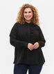 Shirt met structuur en ruches, Black, Model image number 0