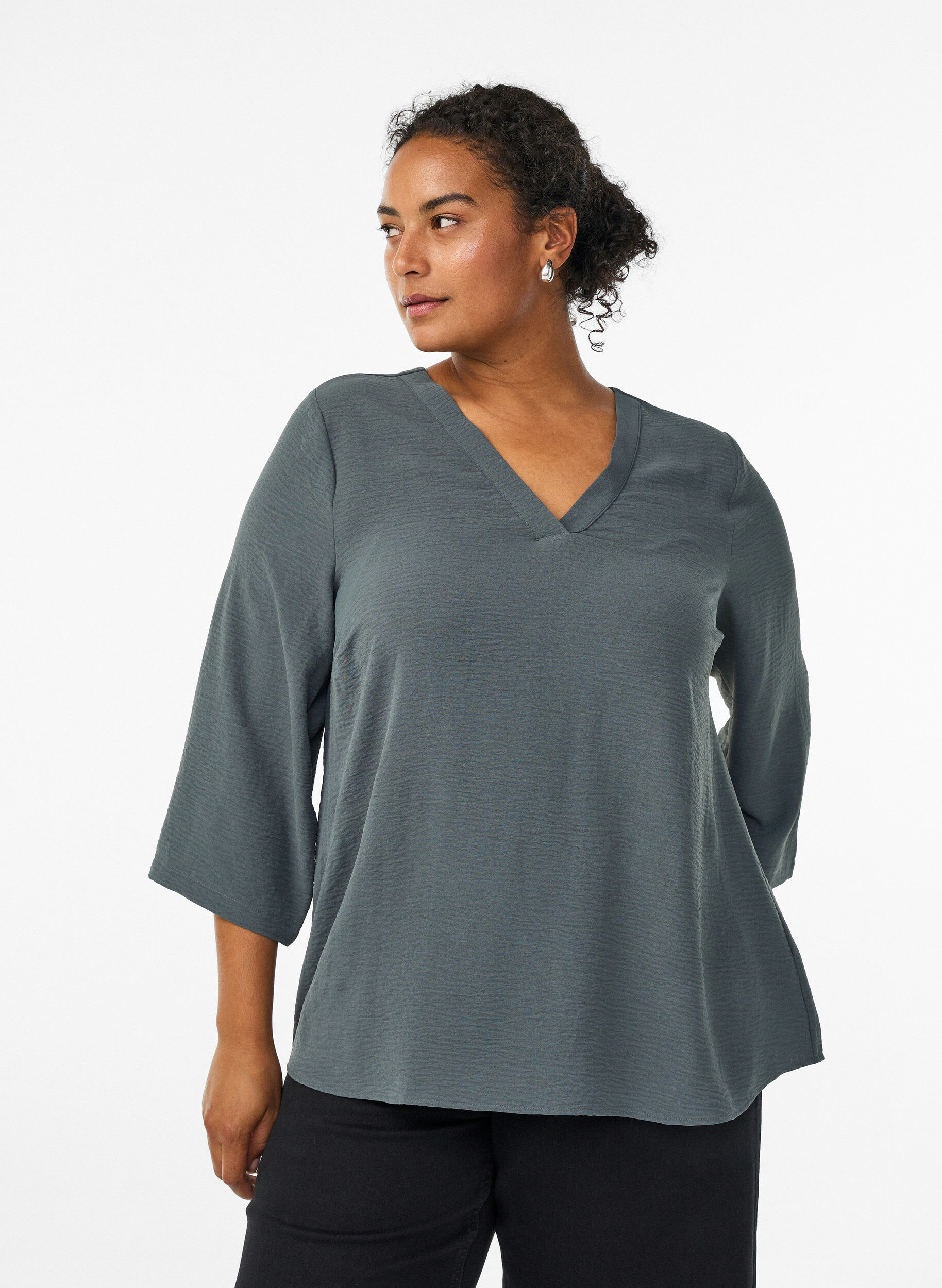 Blouse met 3/4 mouwen, Groen, Model