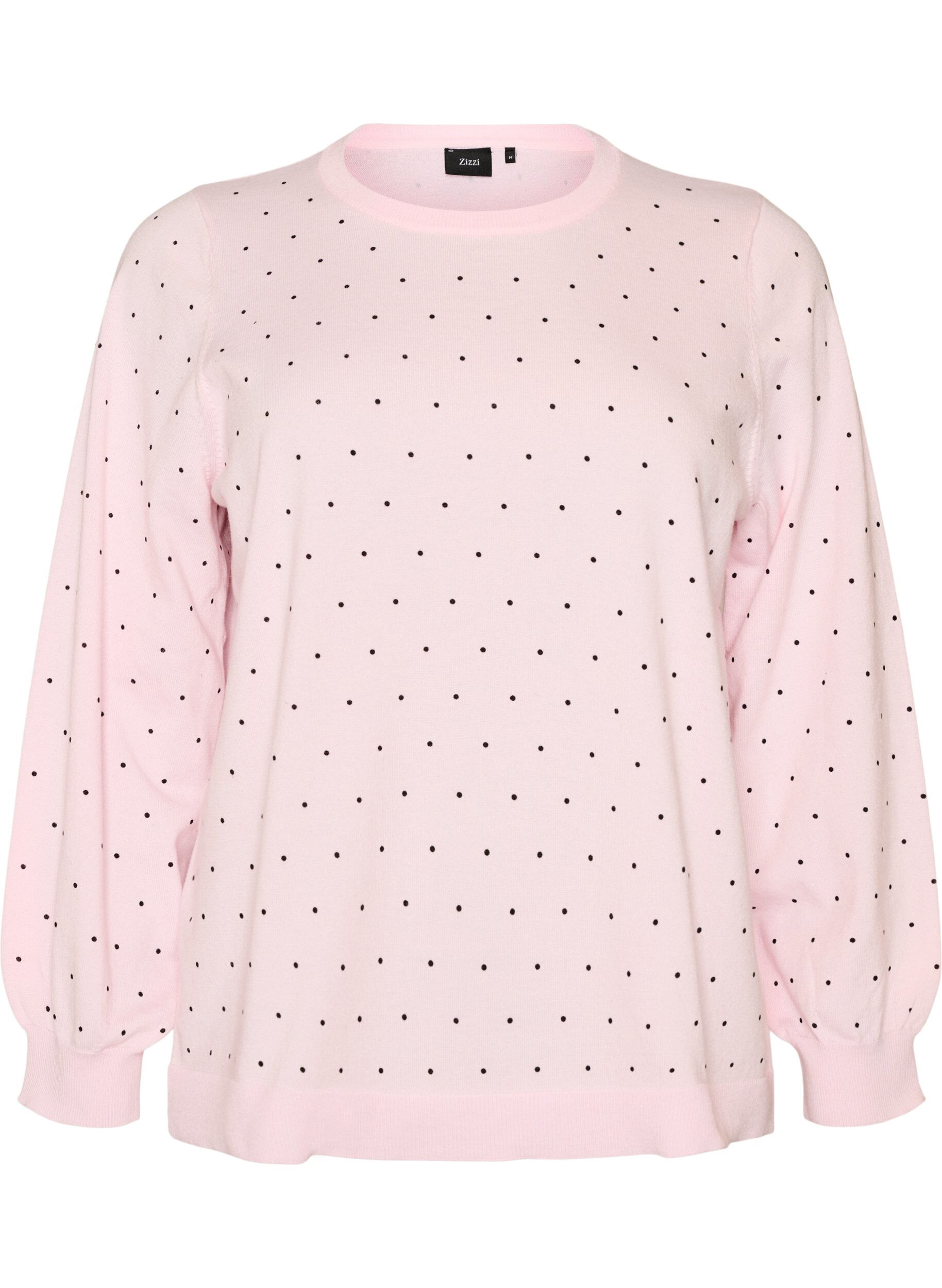 ZizziGebreide blouse met kleine stippen, Roze, Packshot image number 0