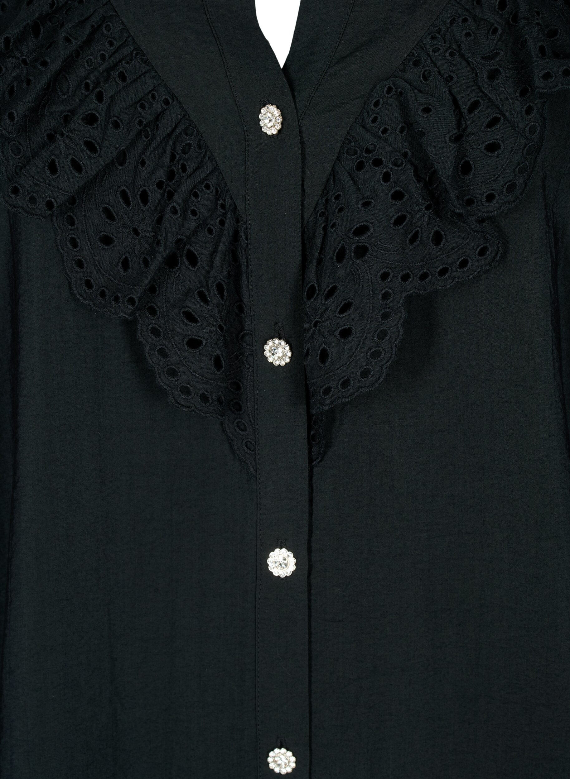Zizzi Viscose overhemdblouse met ruches, Black, Packshot image number 2
