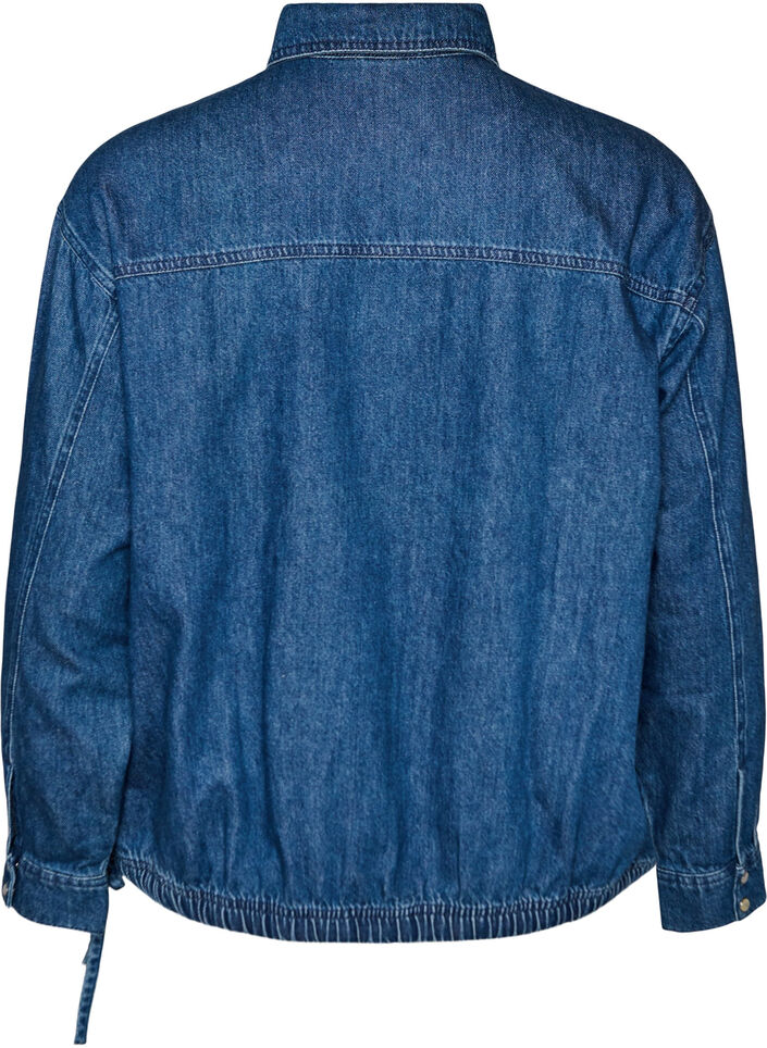 Denim blouse met ballonpasvorm, Blauw, Packshot