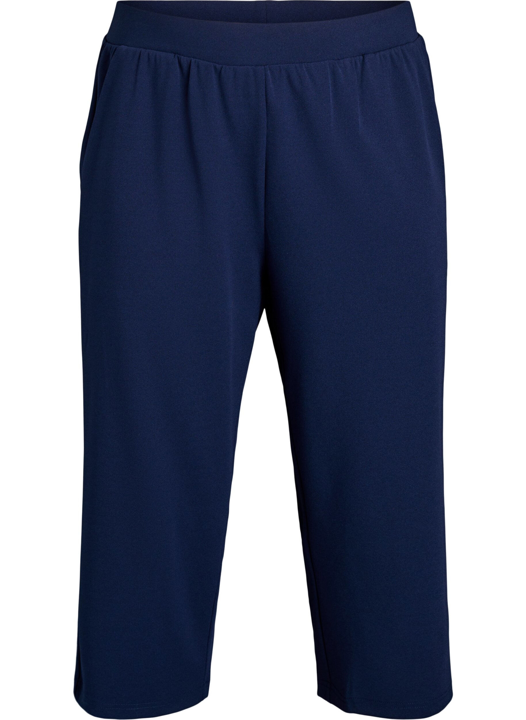 Zizzi Hoog getailleerde kniebroek met losse pasvorm, Blauw, Packshot image number 0