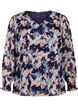 Gebloemde blouse met lange mouwen en V-hals, Night Sky AOP Flower, Packshot image number 0