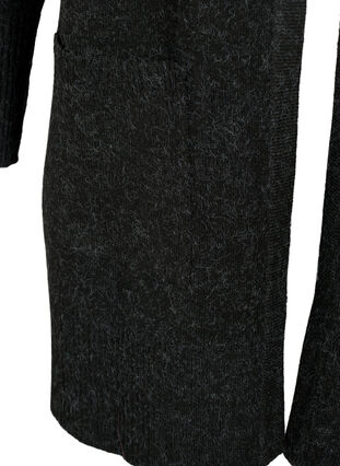 Geribd gebreid vest met zakken, Dark Grey Melange, Packshot image number 3