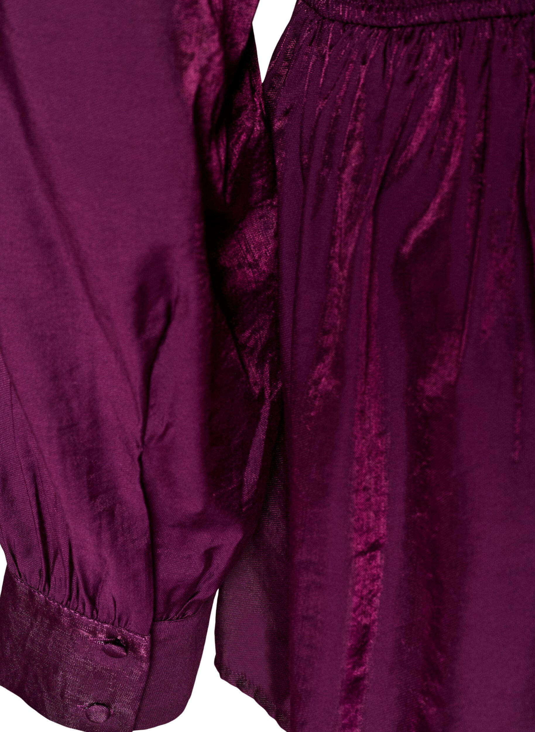 ZizziGlanzende viscose blouse met peplumeffect, Paars, Packshot image number 3