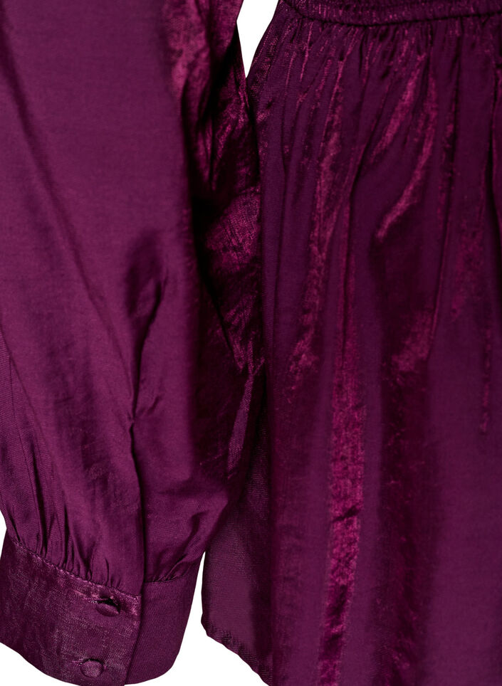 Glanzende viscose blouse met peplumeffect, Paars, Packshot image number 3
