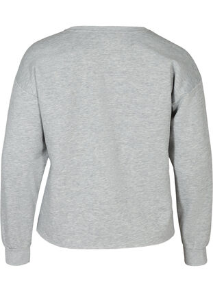 Cropped sweatshirt met ronde hals, Light Grey Melange, Packshot image number 1