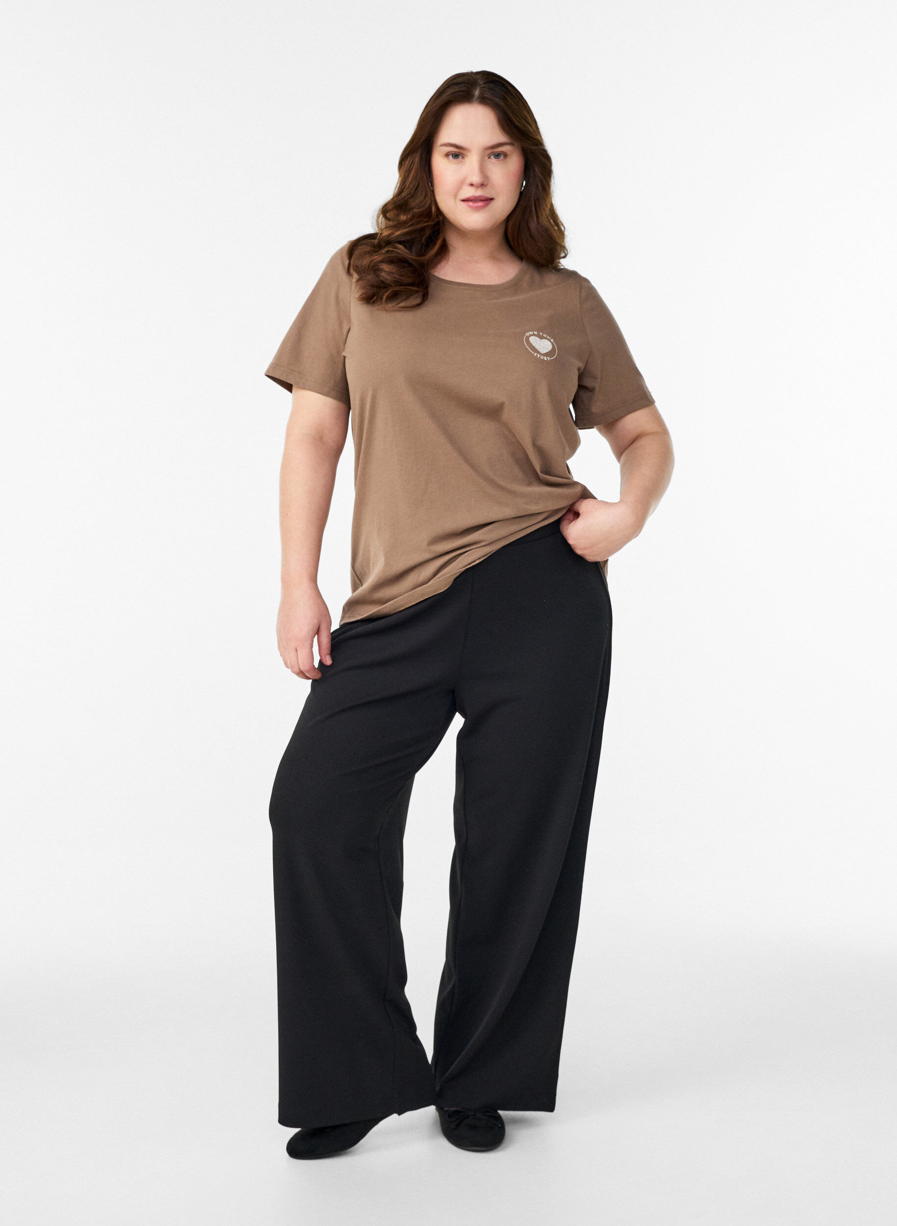 ZizziT-shirt met print, Bruin, Model image number 1