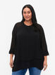 Blouse met asymmetrische onderkant en 3/4 mouwen, Black, Model image number 0