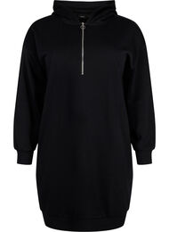 Sweatshirt jurk met capuchon en rits, Black