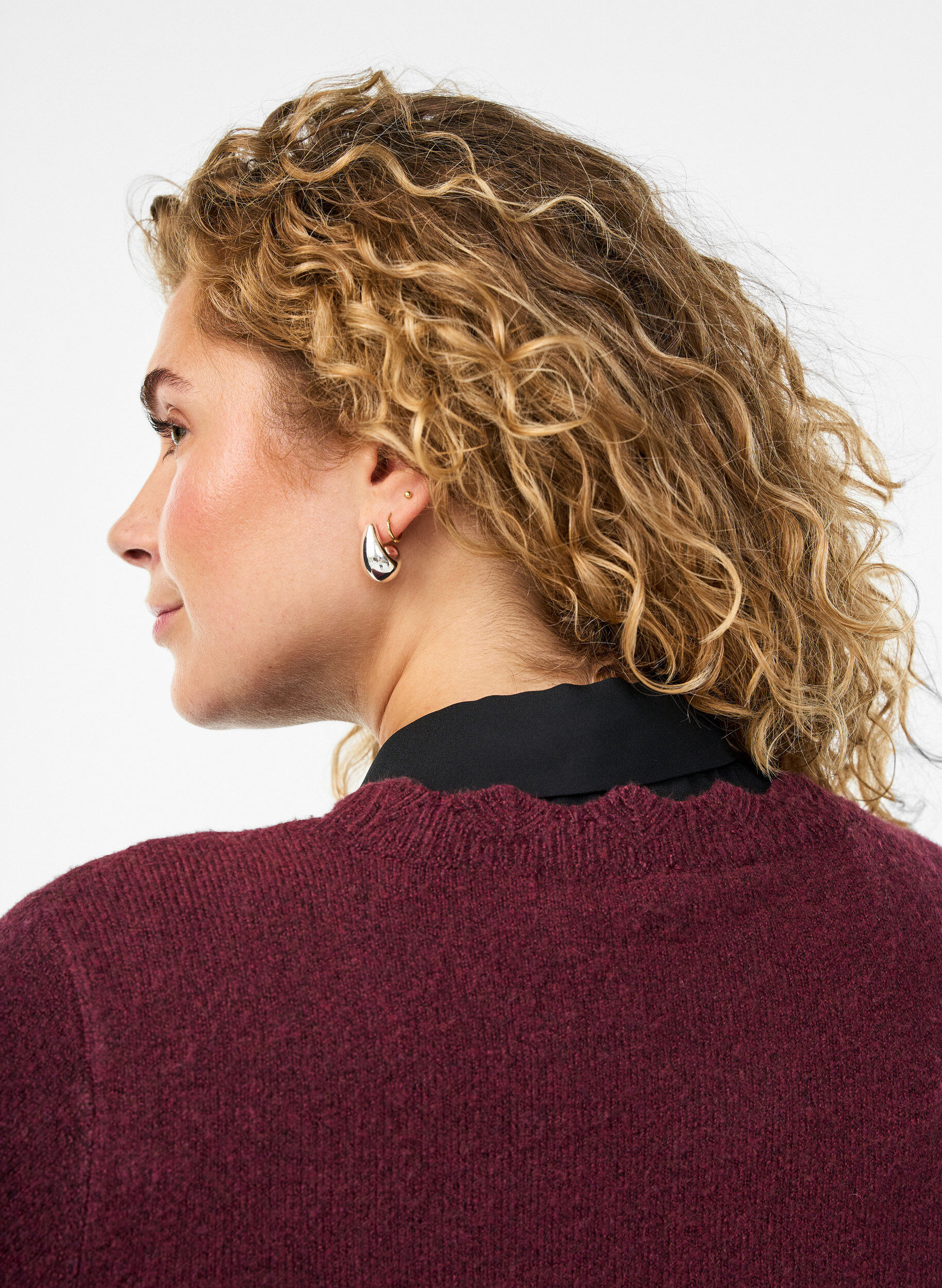 Zizzi Kraaginzet met afneembare strik, Zwart, Model image number 1