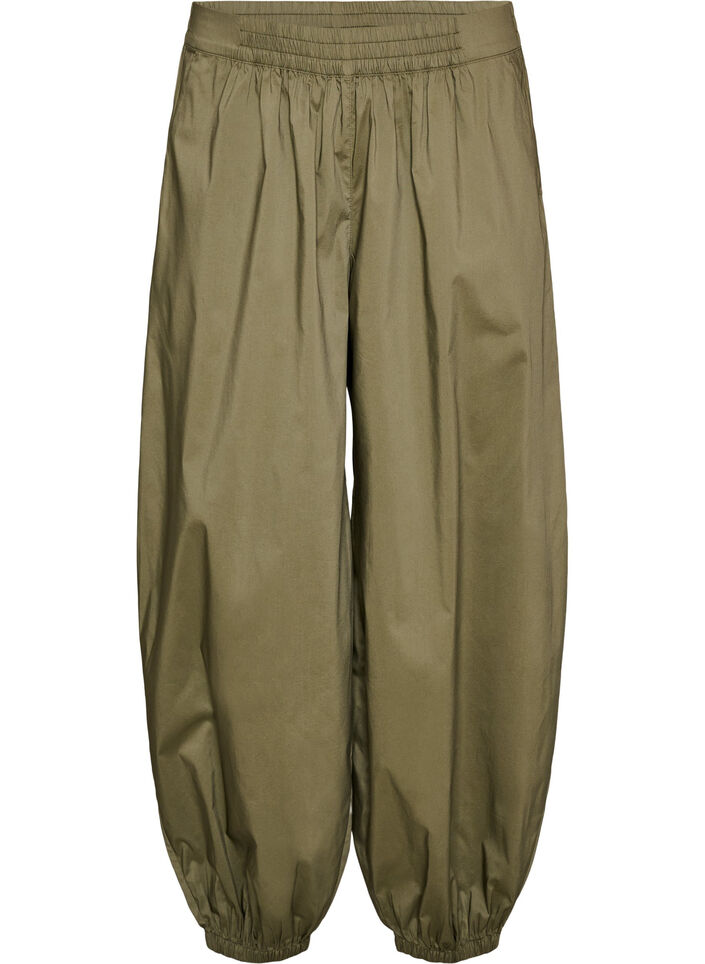 Ballonbroek met zakken en een elastische tailleband, Groen, Packshot image number 0