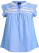 Katoenen blouse zonder mouwen met rucheranden, Blauw, Packshot image number 0