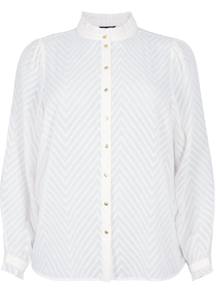 Shirtblouse met ruches en gedessineerde textuur, Snow White, Packshot image number 0