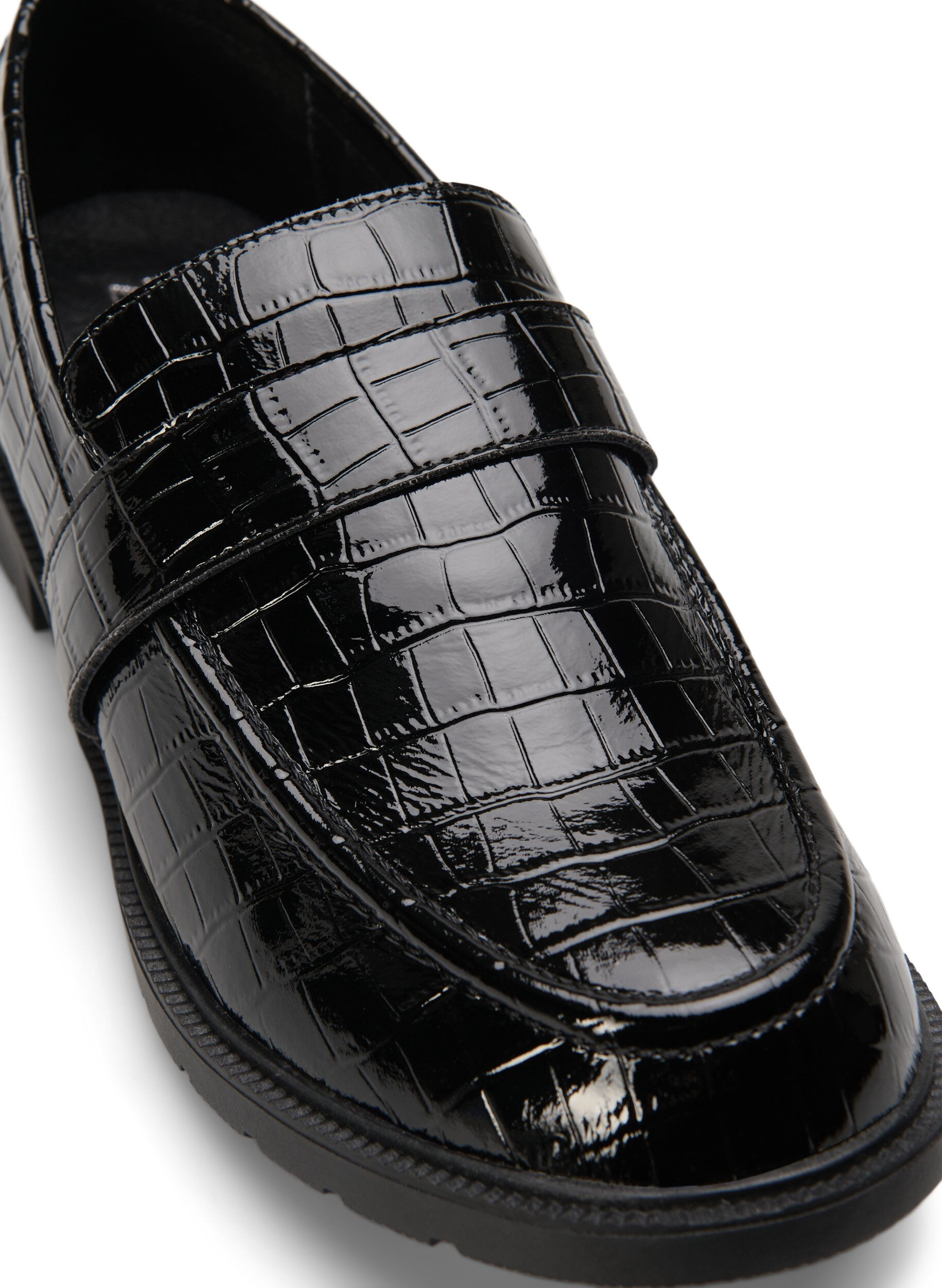 Zizzi Wijde croco loafers van leer, Black, Packshot image number 3