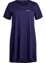 Lang nachthemd-T-shirt in biologisch katoen met print, Blauw