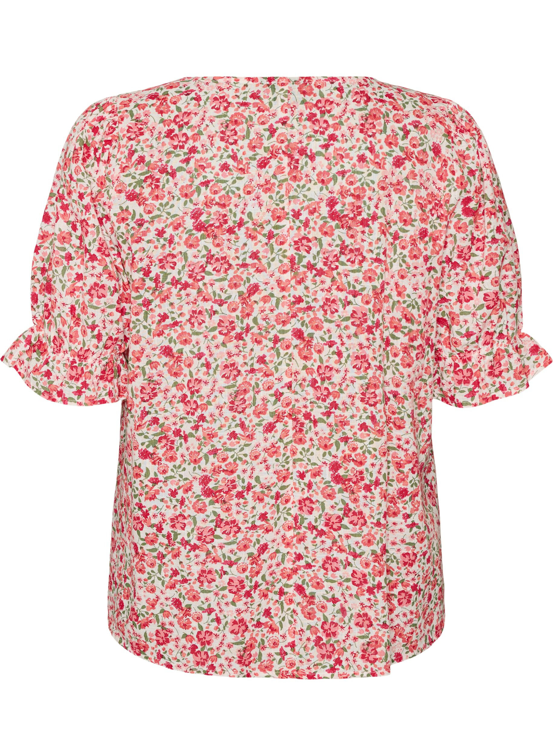ZizziKatoenen blouse met vierkante halslijn, Rood, Packshot image number 1